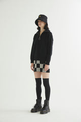 HALF ZIP UP PUNCHING ARGYLE SWEATER BLACK (6613773713526)