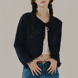 パンチングリボンカーディガン / PUNCHING RIBBON CARDIGAN_NAVY