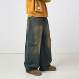 Slash cargo denim pants 2color