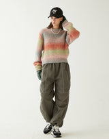 グラデーションクロップセーター/GRADATION CROP SWEATER PINK ORANGE