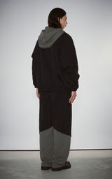PIPPING MIX ANORAK HOODIE_BLACK
