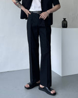 リネンツータックロングパンツスラックス / ECT linen two-tuck long pants slacks (2 colors)