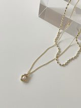 パールシェルレイヤードネックレス / Pearl Shell Layered Necklace / 2 color