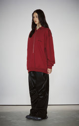  HAIF-ZIP HOODIE (LONG)_DARK RED