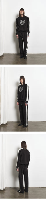 Mixed Fabric Knit KUYRI K Track Pants (Resort Black)