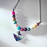 Rainbow butterfly necklace.02 (beads color random) (6672858906742)