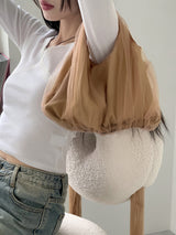 ライカーシースループリーツシルキーバケットトートバッグ / Liker See-Through Pleated Silky Bucket Tote Bag