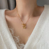ハートビューティフルトグルバーユニークネックレス/nna Heart Butterfly Toggle Bar Unique Necklace