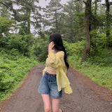 [Bellide made] Vintage Wood Washing Denim Shorts