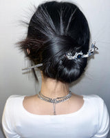 Silver black cubic geometry ornamental hairpin