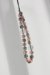 ブラックピンクショートクリスタル フォンストラップ/Black Pink Short Crystal Phone Strap