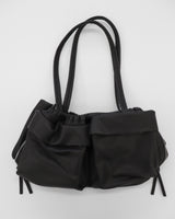 Wiltz leather washed pocket side zipper shoulder bag