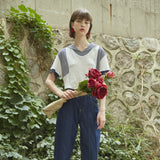 ストライプセーラーカラーTシャツ/[LINE] Stripe Sailor Collar T-shirt