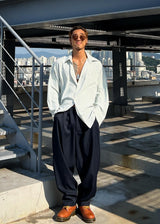 One-Tuck Span Waistband Thong Slacks 3COLOR