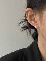 [92.5silver] マットハートワンタッチピアス (ナローバージョン)