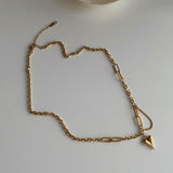 ハートユニークボールドチェーン2WAYハンドメイドネックレス / hun Heart Unique Bold Chain Two Way Handmade Necklace