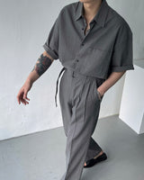 リネンショートスリーブボックスシャツ / ECT linen short-sleeved box shirt (4 colors)