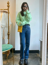 ワイドフィットロールアップチェックデニムパンツ/WIDE FIT ROLL-UP CHECK DENIM PANTS [6882]