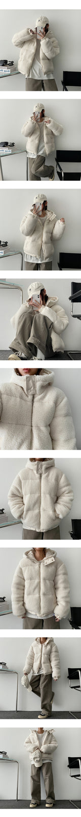 [Wool, both sides] Soft wool, reversible hooded jumper