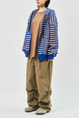 Voo ストライプワッフルジップフーディー