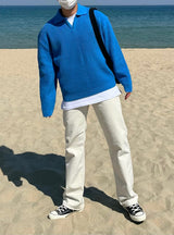 ブレンドオープンカラニット/BLEND OPEN KARA KNIT(7COLOR)