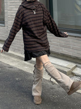 シャーリングストラップリボンレッグウォーマー / shirring strap ribbon leg warmer