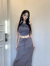 リボンアイレットスリ－ブレス/879. Ribbon eyelet sleeveless (2color)