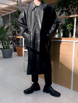 ASCLO Vegan Leather Mac Coat (2color) (6661515477110)