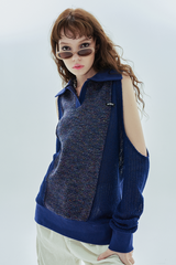 ホールカラーニット / hole collar knit_navy