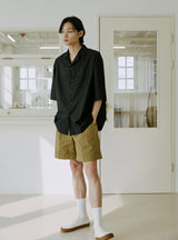 ユニセックスカフハーフパンツ/unisex cuff half pants beige
