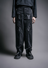 Four-eye carbon peached Pants