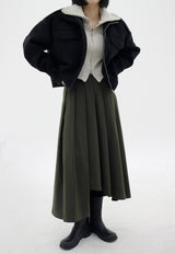 アンバランスプリーツスカート / Unbalanced pleated skirt (2color)