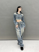 ジェンダメージワイドデニムパンツ/[High quality] 790. Jen damage wide denim pt