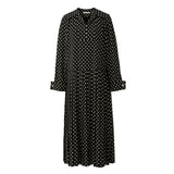 Elly pleated dress - Black dot (6671622635638)