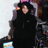 パンクベアフリースジャケット / 0 1 punk bear fleece jacket - BLACK