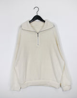 リブハーフジップアップニット / Ribbed Half Zip Up Knit (4color)