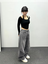 Halter-Neck Shirring Crop T