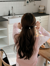 Velvet Ribbon Pearl Hair Tie