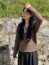 Bear hidden button cardigan