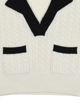 ダブルカラーケーブルニットベスト / Double collar Cable Knit Vest
