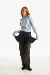 スモールチェリーアーガイルカラーニット／SMALL CHERRY ARGYLE COLLAR KNIT [SKY]