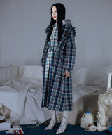 0 7 ruffle hood check dress - NAVY (4642324119670)