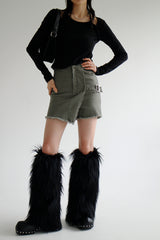 ファーレッグウォーマー/Fur Leg Warmer [ Black ]