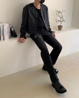 クロップドレザーカーディガン/SI Cropped Leather Cardigan (3 colors)