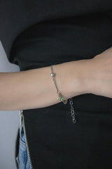 アップルグリーンポイントミックスチェーンサージカルブレスレット/Applegreen point mix chain surgical bracelet