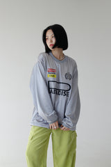 グローシースポーティジャージスウェットシャツ/Glossy Sporty Jersey Sweatshirt (2color)