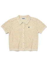 MONO CHERRY NET KNIT SHORT CARDIGAN [IVORY]
