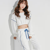 Oversize Line Point Crop Sweat shirt White (6600739094646)