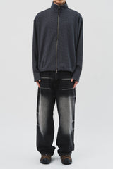 Shrunken Knitted Zip Up (3color)
