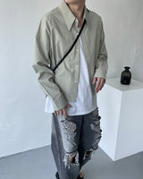 ウォッシングルースフィットクロップシャツ / ECT Washing Loose-Fit Cropped Shirt (4 colors)